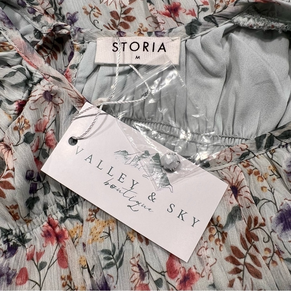 NWT Storia Floral Print Baby Doll Dress Sz-M - Picture 8 of 9